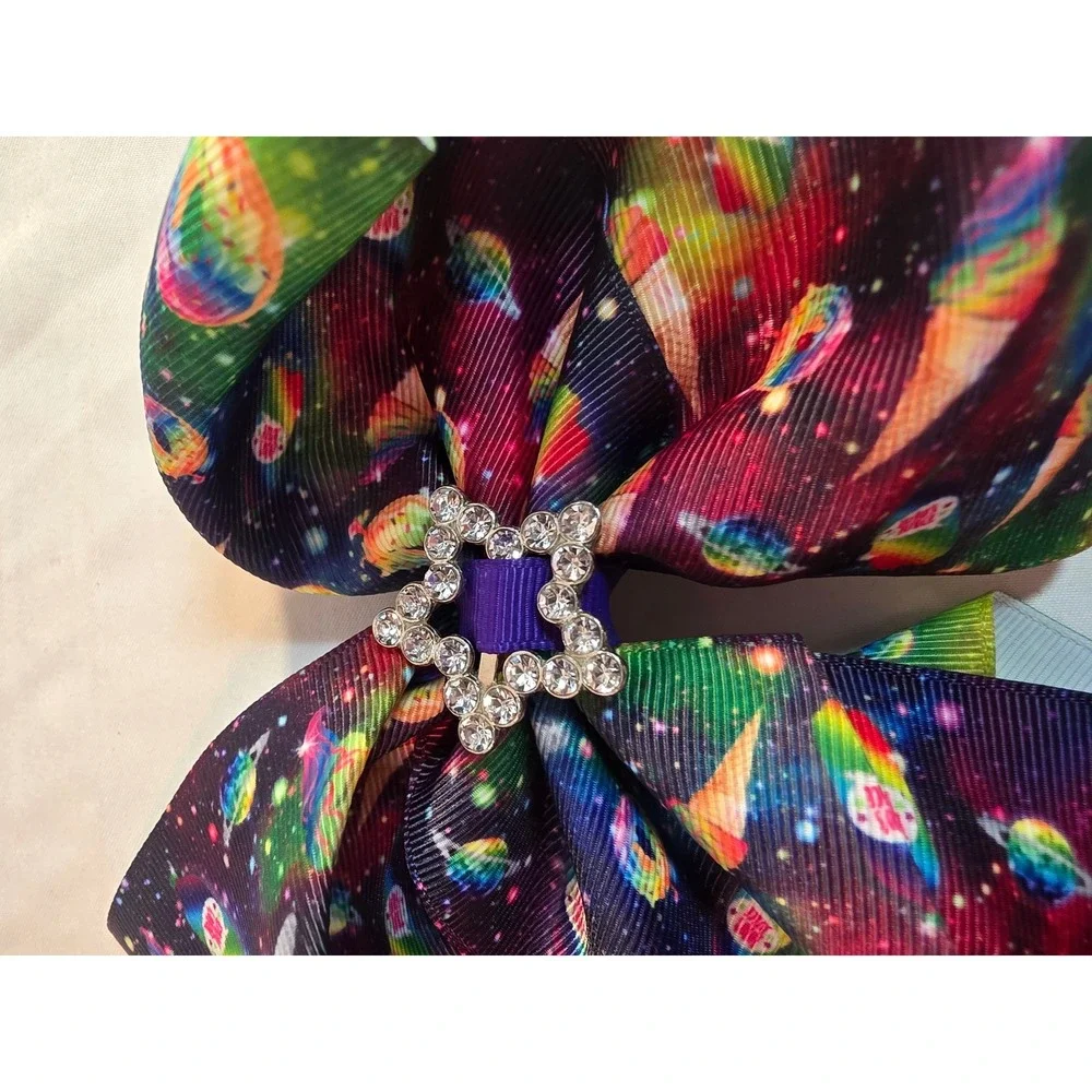 JoJo Siwa Signature Rainbow Galaxy Sweet Treat Space Bow Rhinestone Star